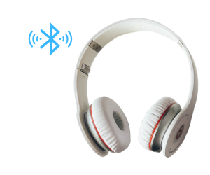 headphone with bluetooth symbol on left